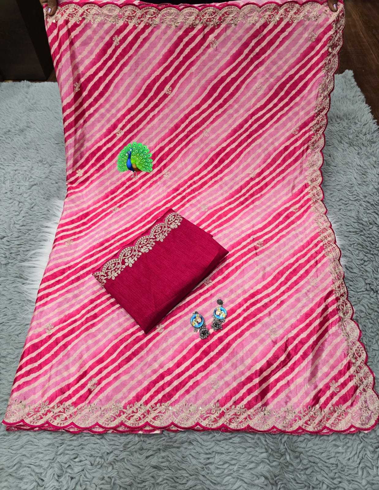YNF CHINON SILK RJK 725 SAREES WHOLESALE PARTY WEAR LADIES LEHERIYA SAREES MANUFACTURER